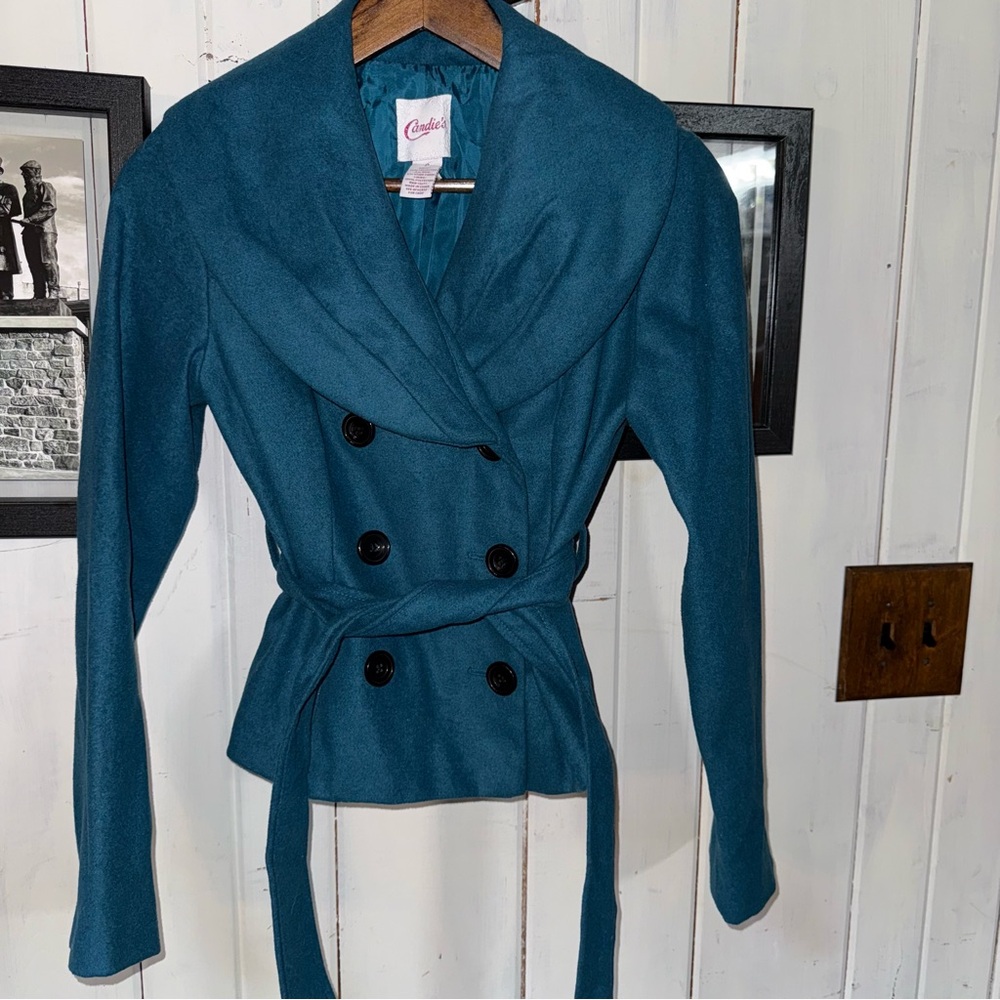 Candie's Blue Trench Coat with Wrap Style and Belt